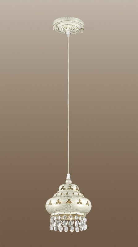 Фото Odeon Light 2842/1 ODL16 157 белый/зол.патина /декор хрусталь Подвес E14 40W 220V BAHAR. Купить с доставкой
