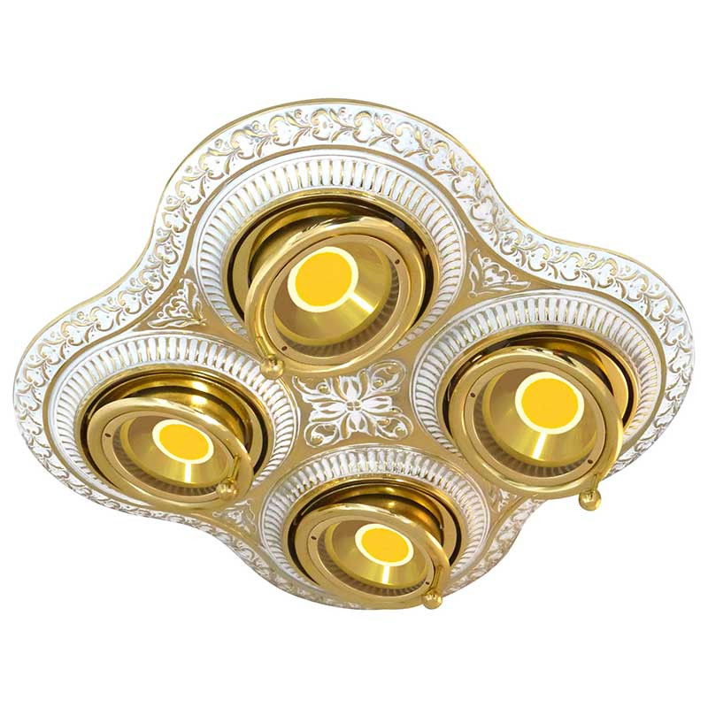 Фото Fede FD1016SOP Поворотный точечный светильник из латуни на 4 лампы, золото с белой патиной. Купить с доставкой
