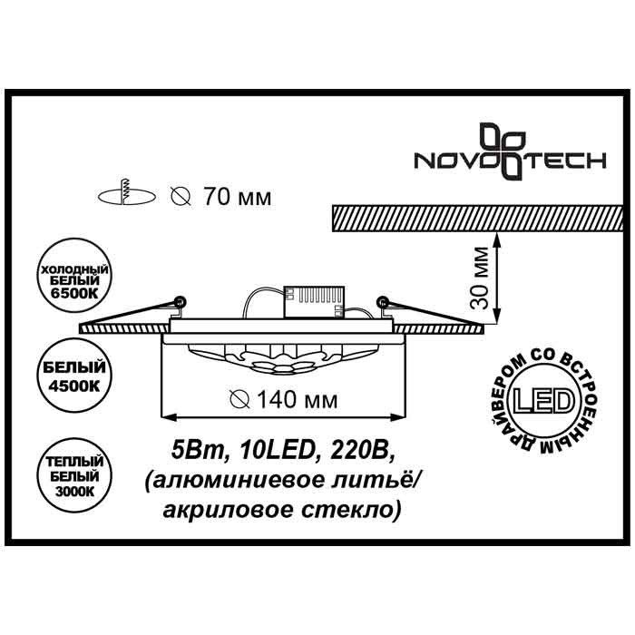 Встраиваемый светильник Novotech 357315