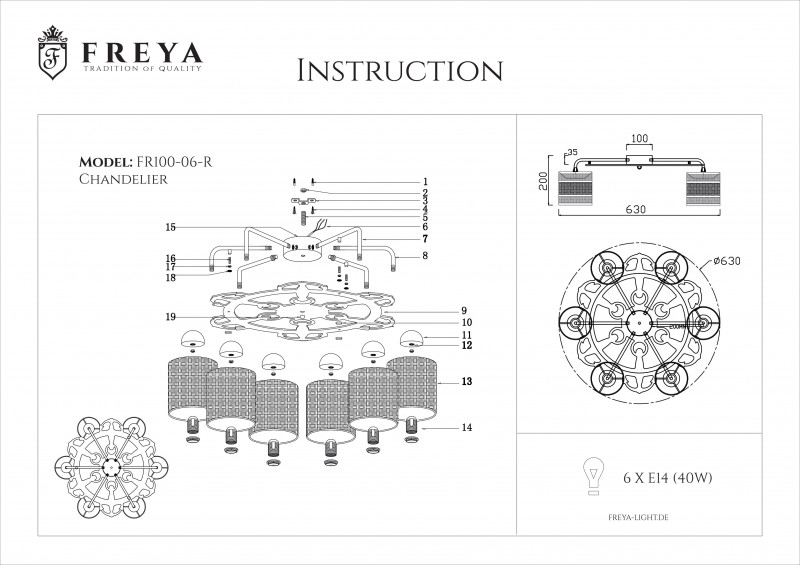 Накладная люстра Freya FR5100-CL-06-BR