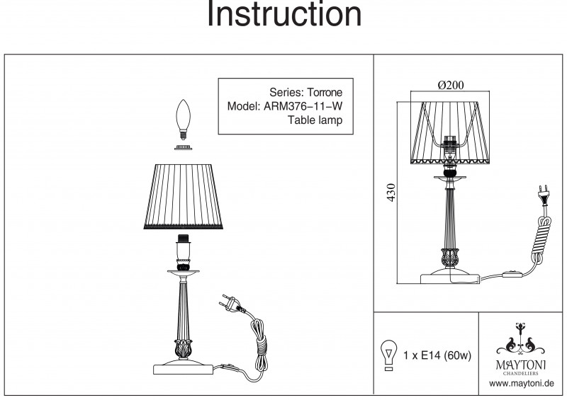 Настольная лампа Maytoni ARM376-11-W