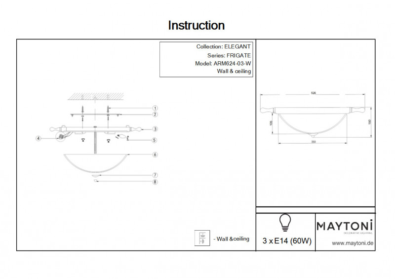 Накладная люстра Maytoni ARM624-03-W