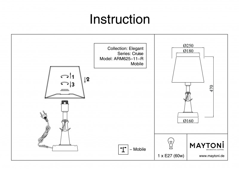 Настольная лампа Maytoni ARM625-11-R