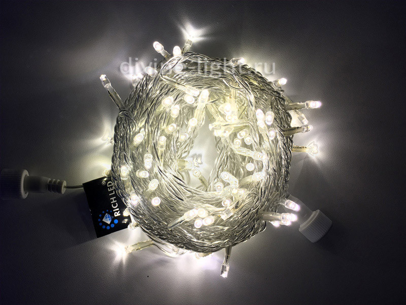 Светодиодная нить Rich LED RL-S10C-220V-T/WW светодиодная гирлянда rich led 10 м 100 led 220 в соединяемая влагозащитный колпачок двойная изоляция желтая желтый провод rl s10c 220v c2y y