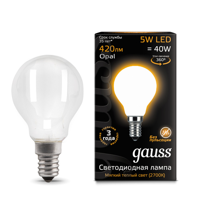Светодиодная лампа Gauss 105201105 gauss led filament a60 e27 6w 4100к 1 10 51