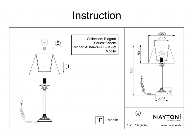 Настольная лампа Maytoni ARM424-TL-01-W