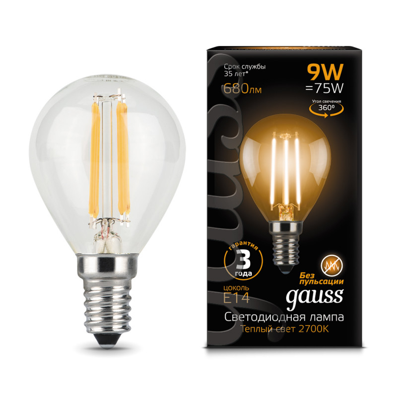 Светодиодная лампа Gauss 105801109 gauss led filament a60 e27 6w 4100к 1 10 51