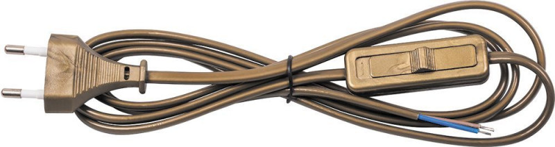 Сетевой шнур с выключателем, 230V 1.9м золото, KF-HK-1 Feron 23051