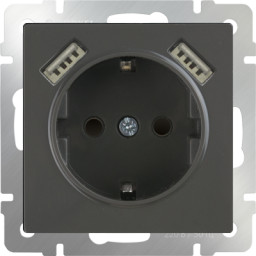 Розетка Werkel WL07-SKGS-USBx2-IP20 (серо-коричневый)