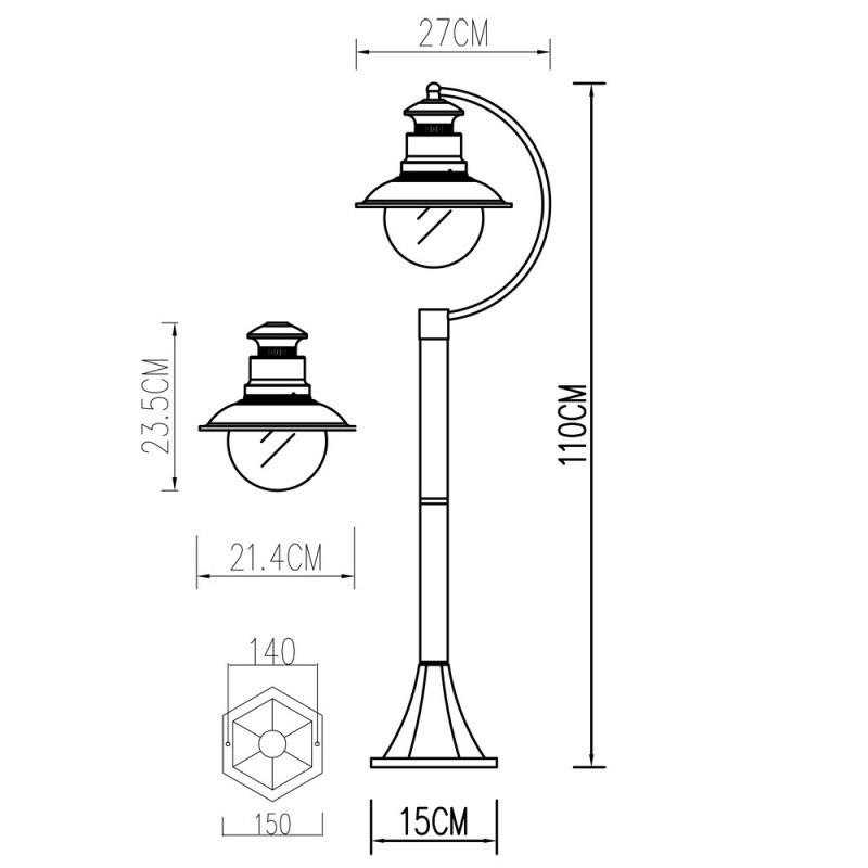 Садово-парковый светильник ARTE Lamp A1523PA-1BN
