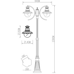 Садово-парковый светильник ARTE Lamp A1523PA-2BN