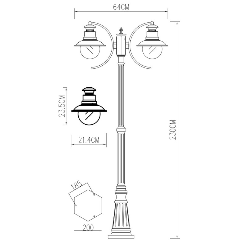 Садово-парковый светильник ARTE Lamp A1523PA-2WG
