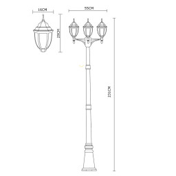 Садово-парковый светильник ARTE Lamp A3151PA-3BN