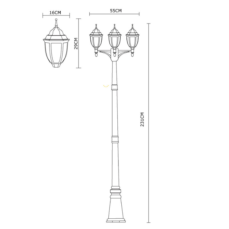 Садово-парковый светильник ARTE Lamp A3151PA-3BN