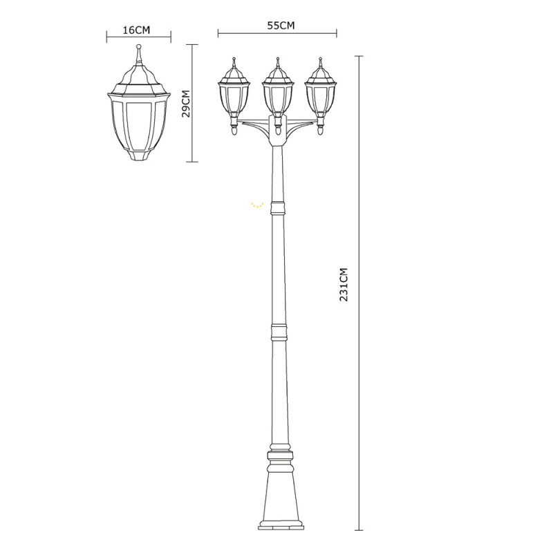 Садово-парковый светильник ARTE Lamp A3151PA-3WG