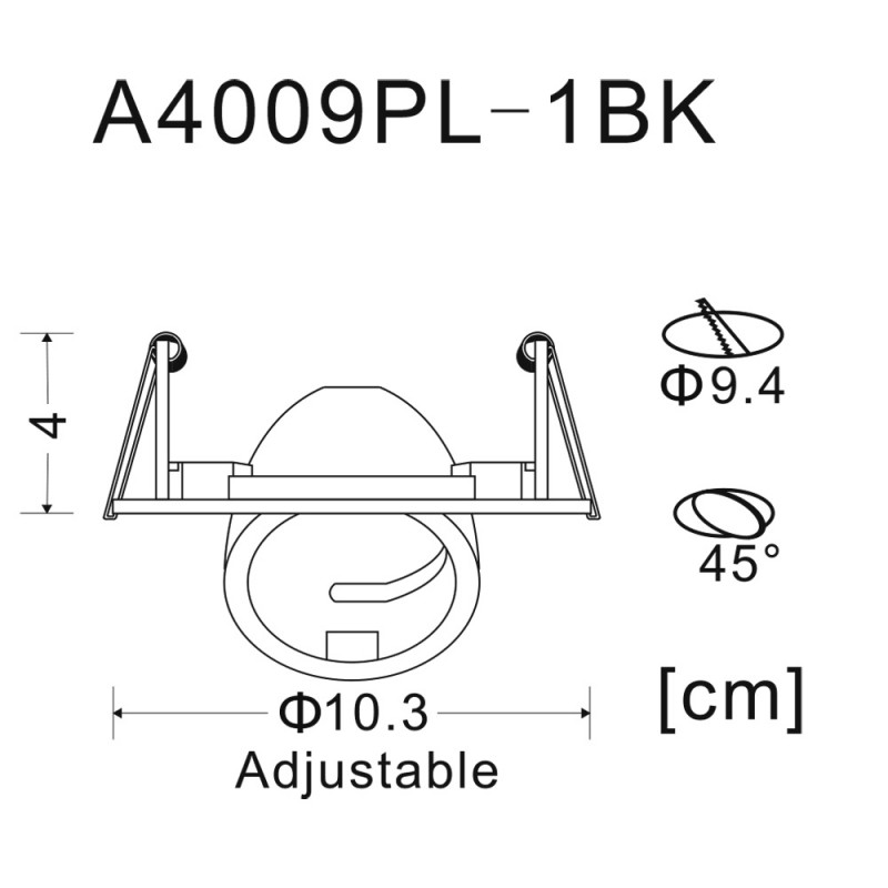 Встраиваемый светильник ARTE Lamp A4009PL-1BK