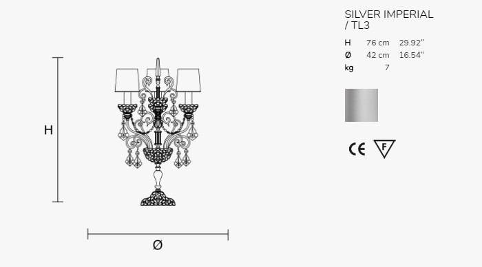 Настольная лампа Masiero Silver Imperial / TL3 SWAROVSKI