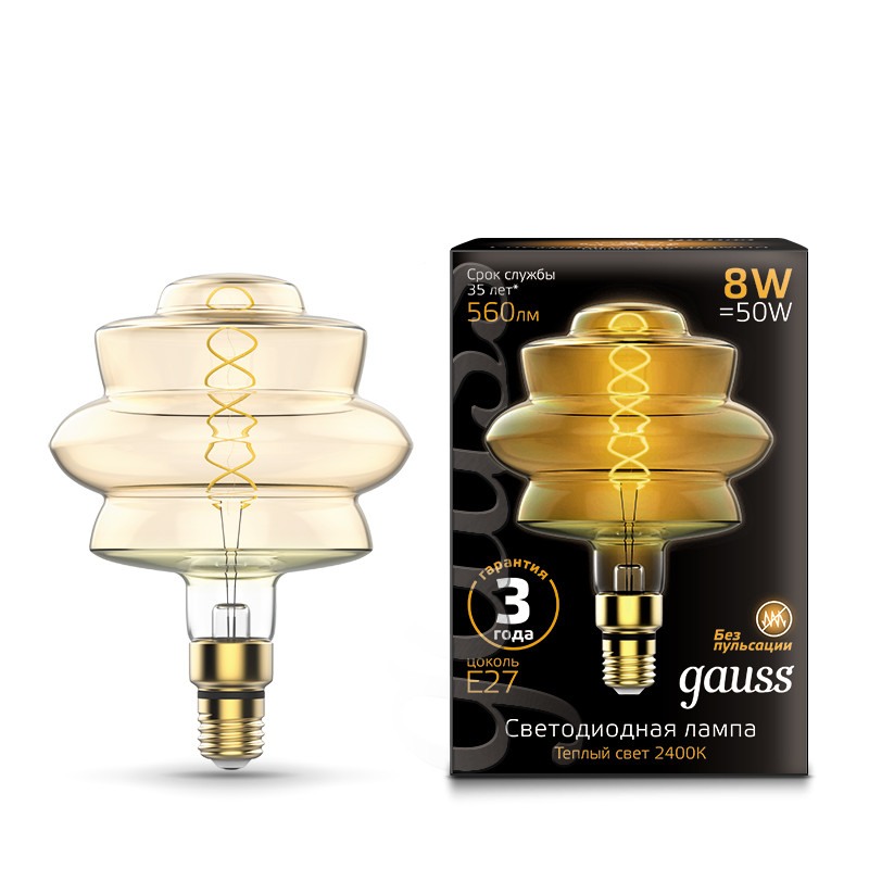 Светодиодная лампа Gauss 161802008 gauss led filament a60 e27 6w 4100к 1 10 51