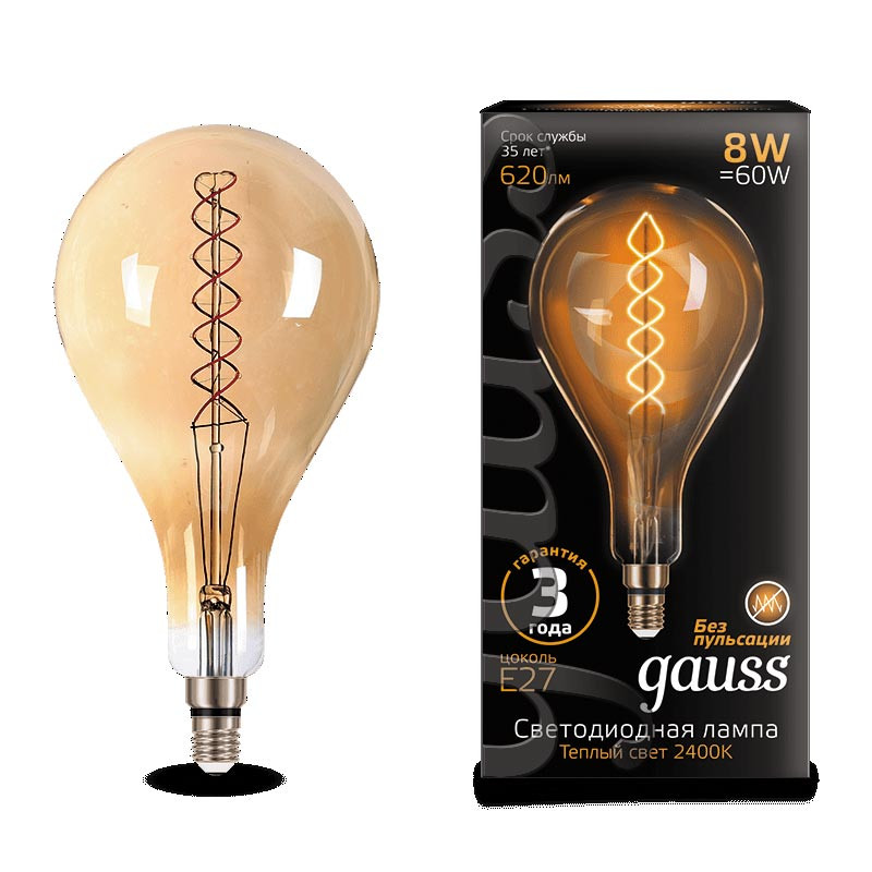 Светодиодная лампа Gauss 150802008 gauss led filament a60 e27 6w 4100к 1 10 51
