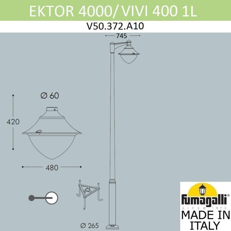 Садово-парковый светильник Fumagalli V50.372.A10.LXD6L