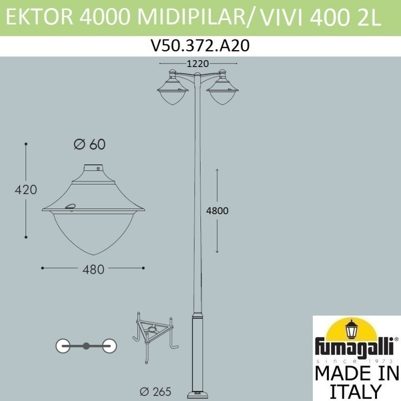 Садово-парковый светильник Fumagalli V50.372.A20.LXD6L