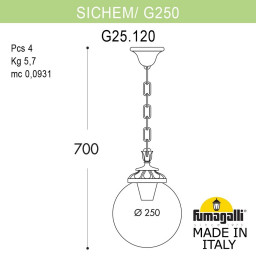 Подвесной уличный светильник Fumagalli G25.120.000.AZF1R