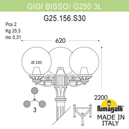 Садово-парковый светильник Fumagalli G25.156.S30.AYF1R