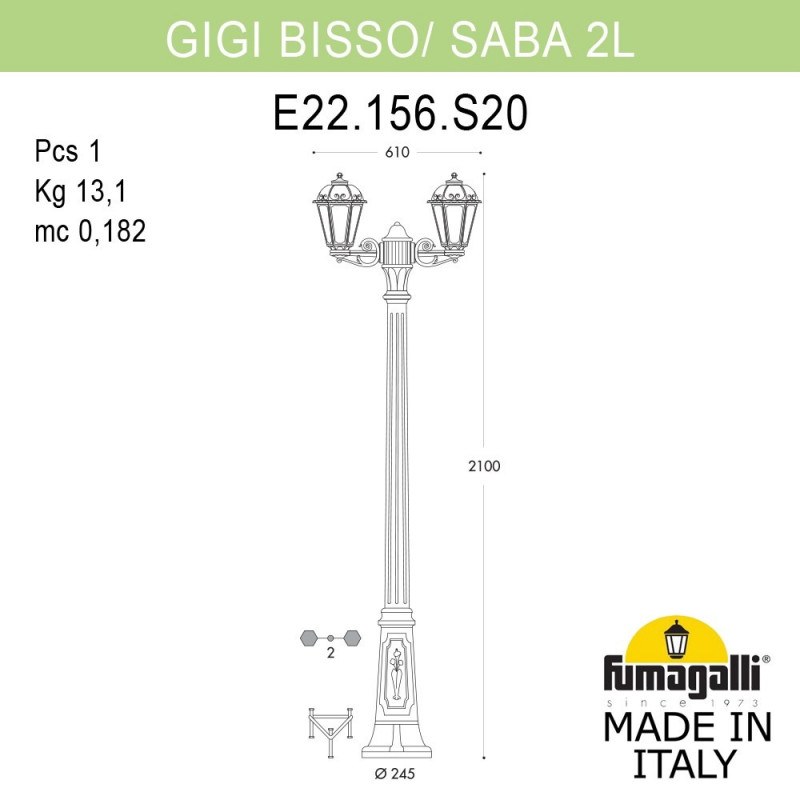 Садово-парковый светильник Fumagalli K22.156.S20.AYF1R