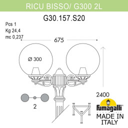 Садово-парковый светильник Fumagalli G30.157.S20.BXE27