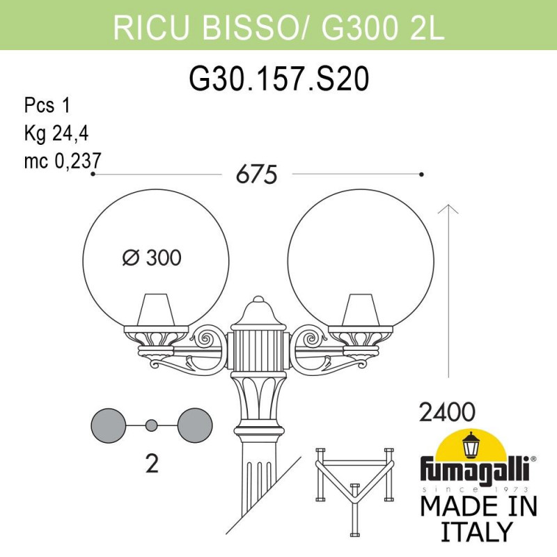 Садово-парковый светильник Fumagalli G30.157.S20.BZE27