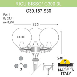 Садово-парковый светильник Fumagalli G30.157.S30.BXE27