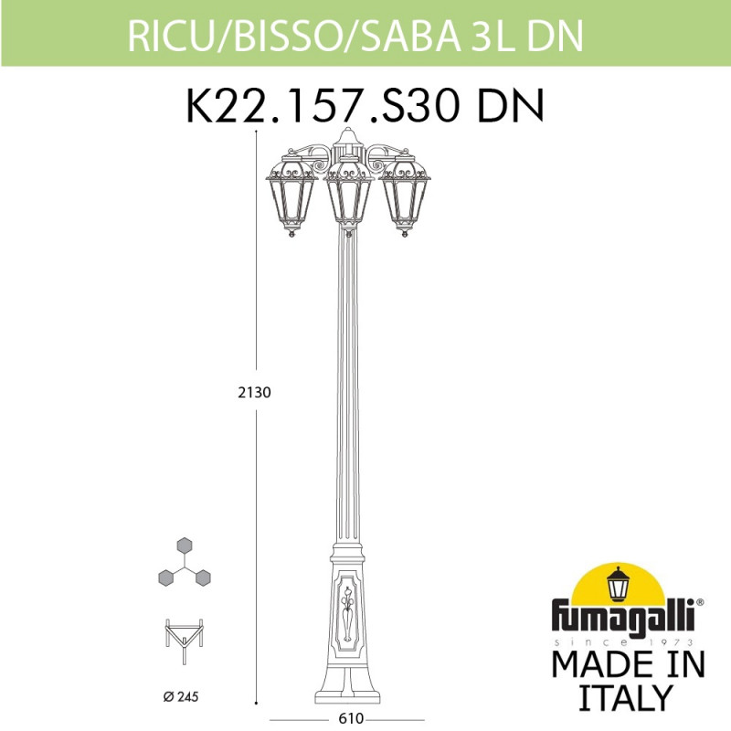 Садово-парковый светильник Fumagalli K22.157.S30.AXF1RDN