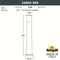 Садово-парковый светильник Fumagalli DR1.575.000.LXU1L