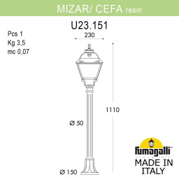 Садово-парковый светильник Fumagalli U23.151.000.BYF1R