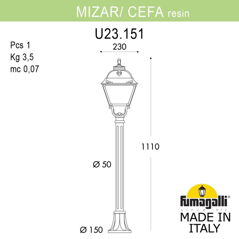 Садово-парковый светильник Fumagalli U23.151.000.WYF1R
