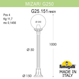 Садово-парковый светильник Fumagalli G25.151.000.BZF1R