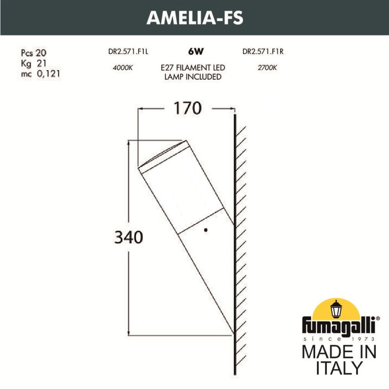 Светильник настенный Fumagalli DR2.571.000.AYF1R