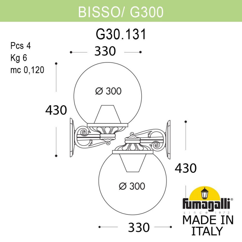 Светильник настенный Fumagalli G30.131.000.AXE27DN