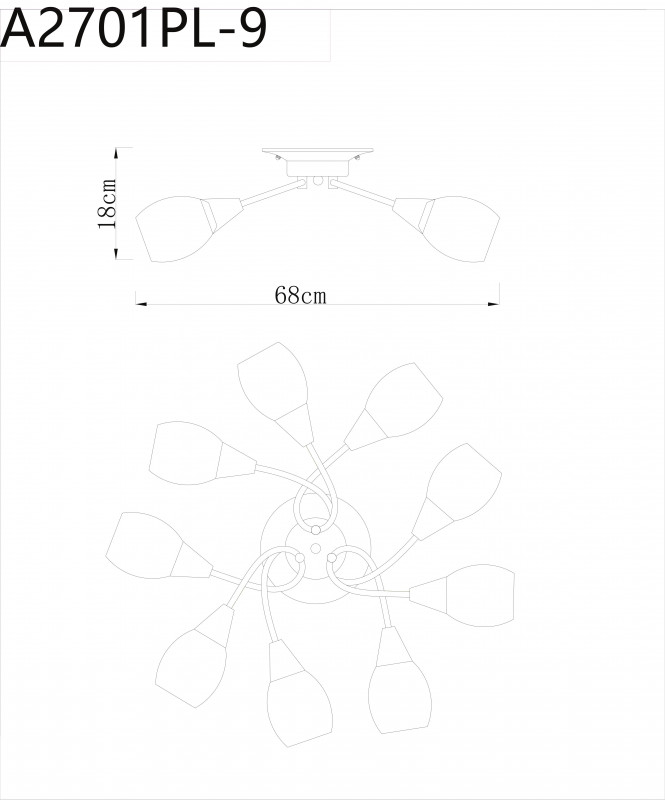 Накладная люстра ARTE Lamp A2701PL-9WG