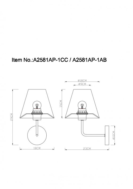 Бра ARTE Lamp A2581AP-1CC