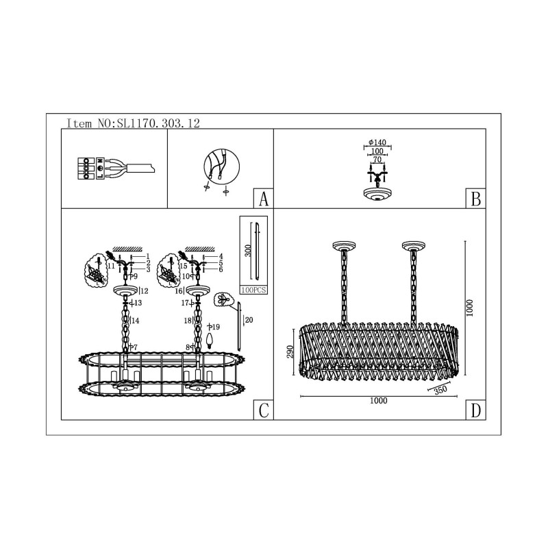 Подвесная люстра ST-Luce SL1170.303.12