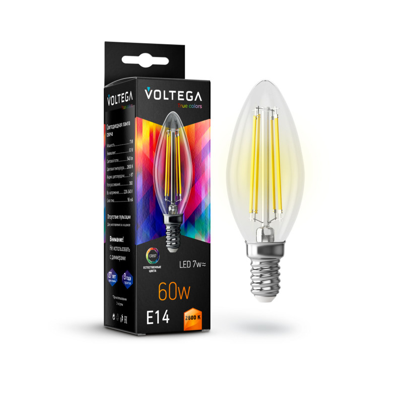 Светодиодная лампа Voltega 7152 лампа светодиодная филаментная voltega e14 6w 2800к прозрачная vg10 cc1e14warm6w f 7027