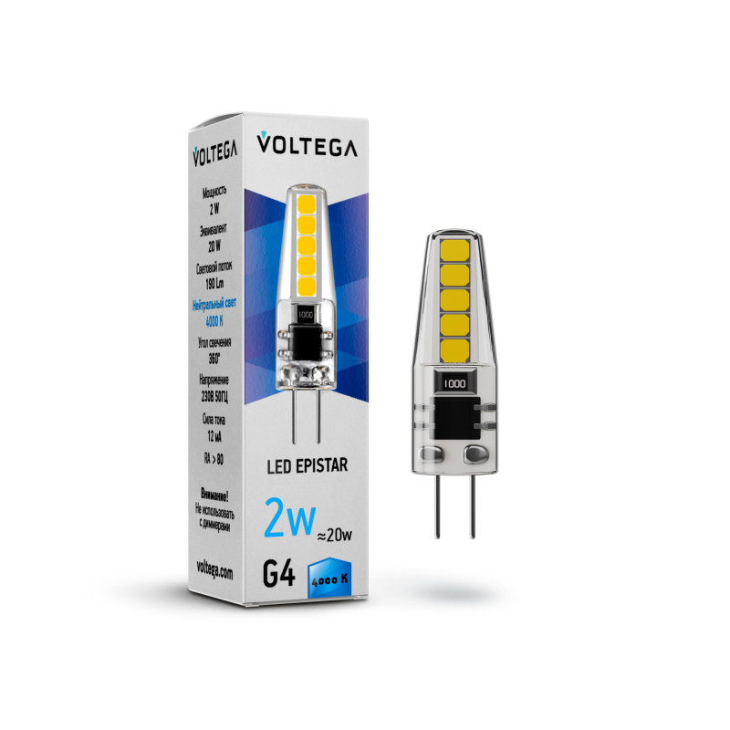 Светодиодная лампа Voltega 7145 светодиодная лампа g4 12 в 2 вт 9 smd5630 140 лм светодиодная лампа g4 12 в бесплатная доставка 10 шт
