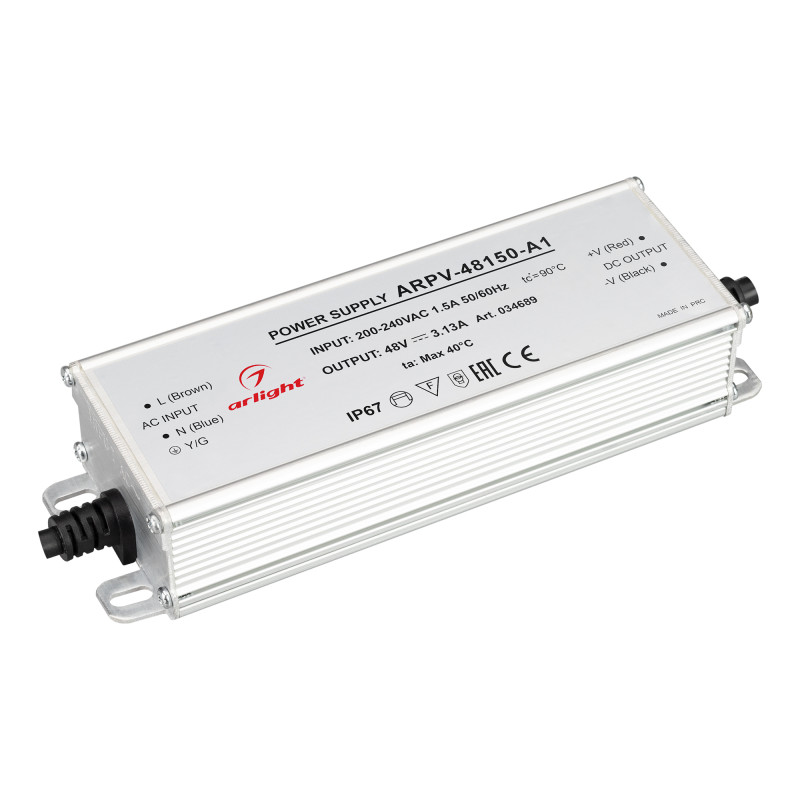 Блок питания Arlight 034689 блок питания arpv 24020 d 24v 0 8a 20w arlight ip67 металл 3 года