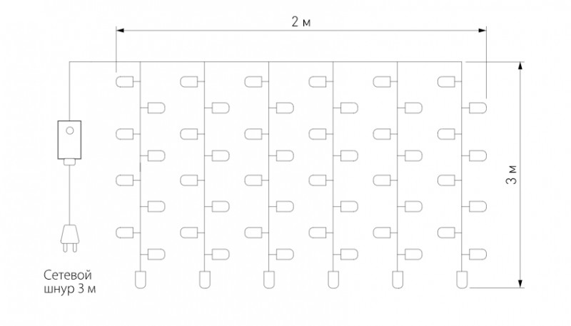 Светодиодный занавес Eurosvet 200-002 теплый белый 2*3м IP20