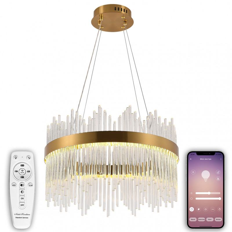 подвесная люстра с хрусталем natali kovaltseva navis 76019 5c gold Подвесная люстра Natali Kovaltseva LED LAMPS 81260