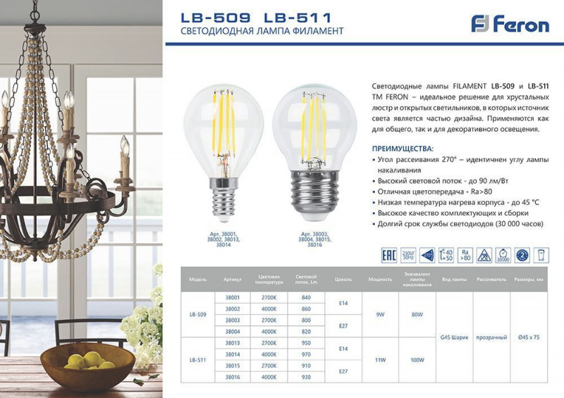 Светодиодная лампа Feron 38015