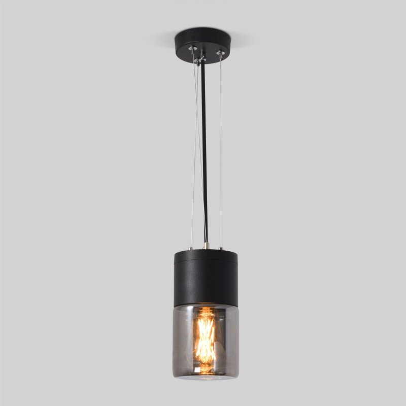 Подвесной уличный светильник Elektrostandard Roil (35125/H) чёрный/дымчатый плафон подсветка для зеркала inspire lizz 5 ламп чёрный
