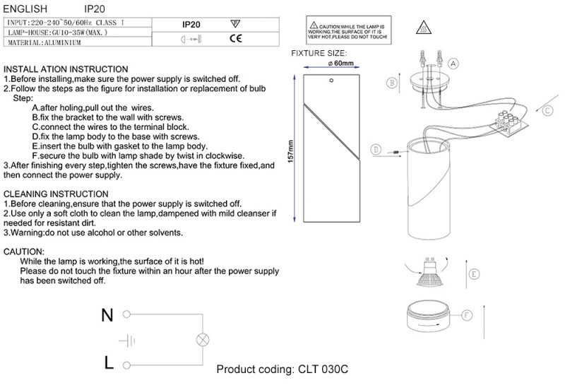 Влагозащищенный светильник Crystal Lux CLT 030C WH