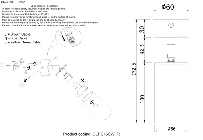 Спот Crystal Lux CLT 015CW1R BL